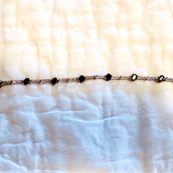 A Simulated Emerald, pave CZ gold plated 925 sterling silver bracelet - Picture 6 of 9